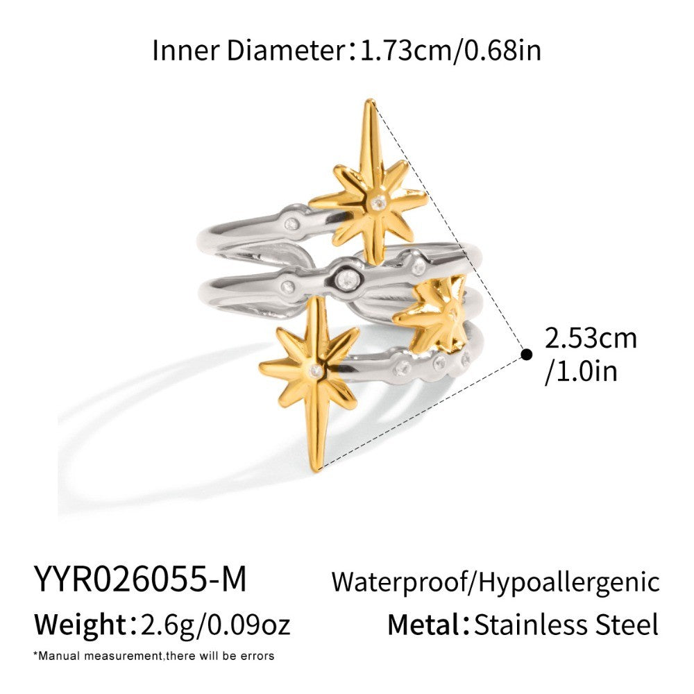 Orla two-tone silver and gold star wrap ring, view 5