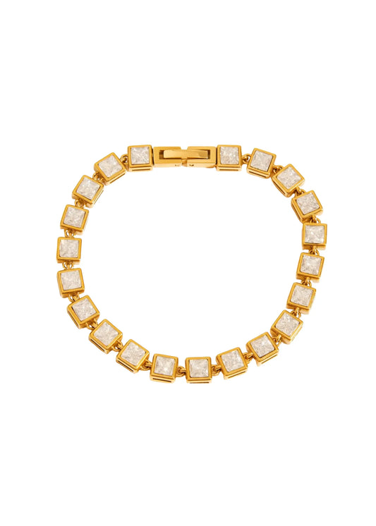 Vivacious Studded Tennis Bracelet (Gold)